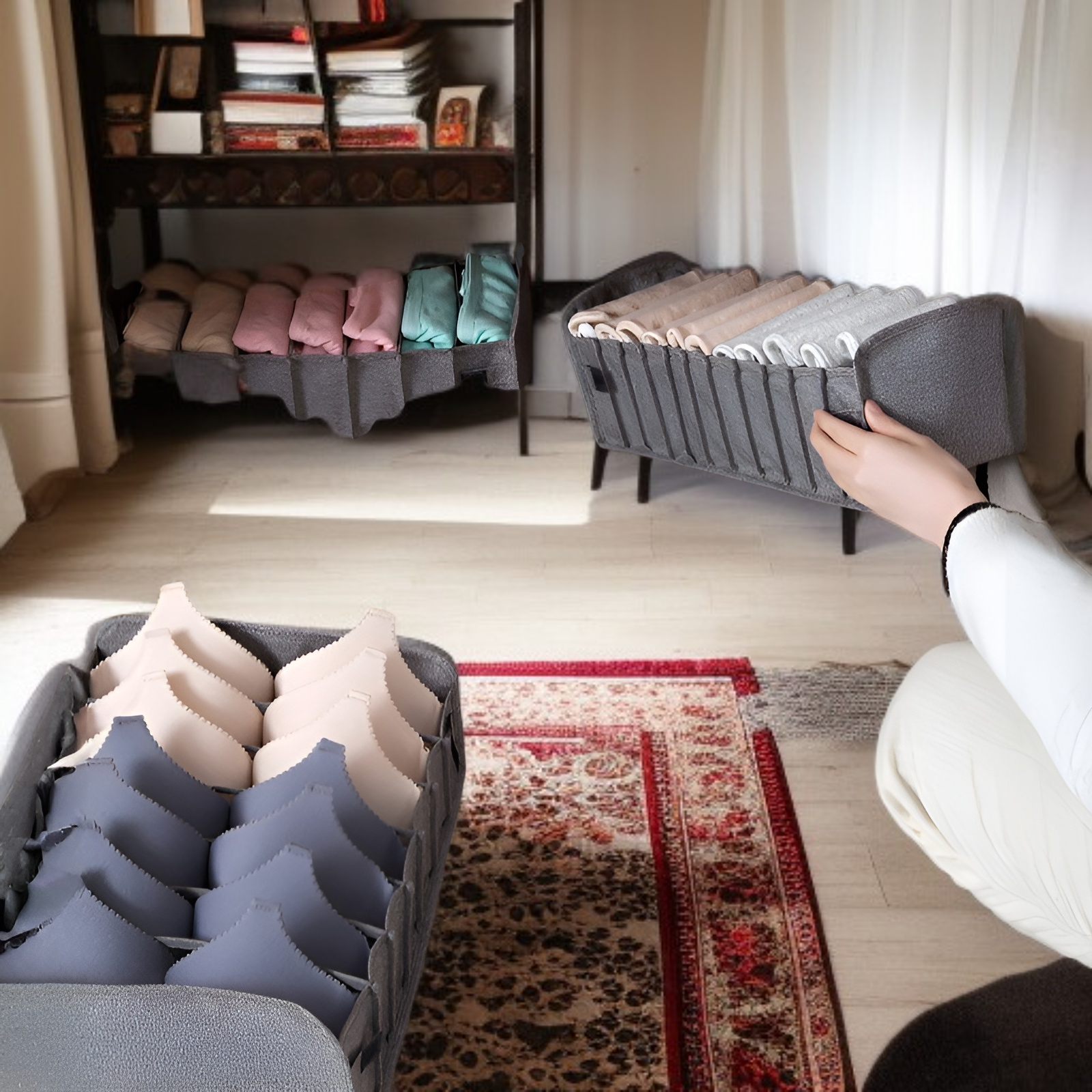 布収納アーティファクト下着収納ボックス寝室引き出しタイプ折りたたみ式仕切りホーム収納ボックス