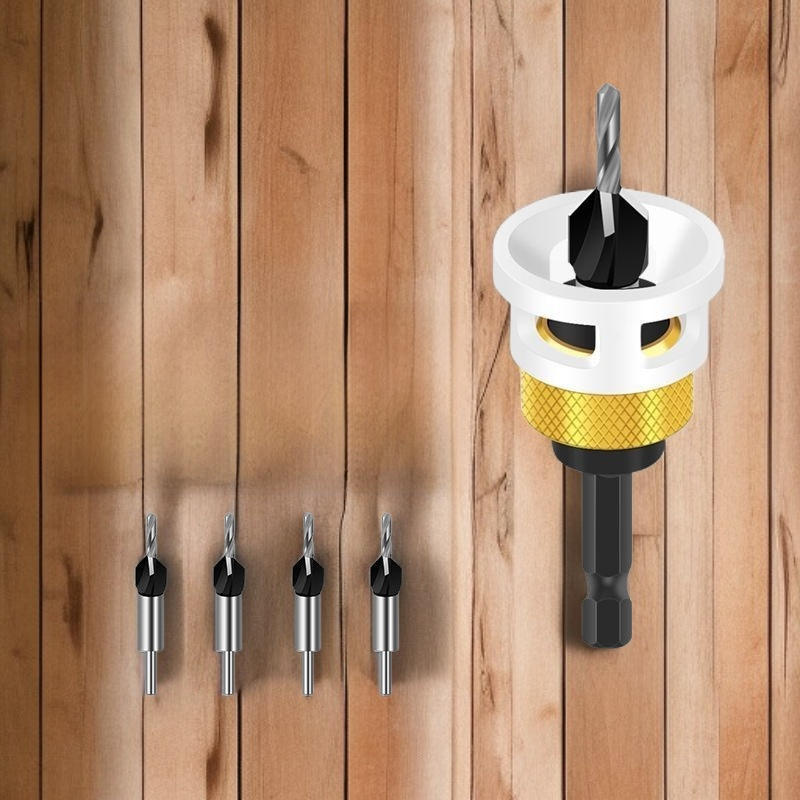 Broca avellanadora de cuatro filos con cabezal de aleación y orificio cónico JMY Woodworking Limited