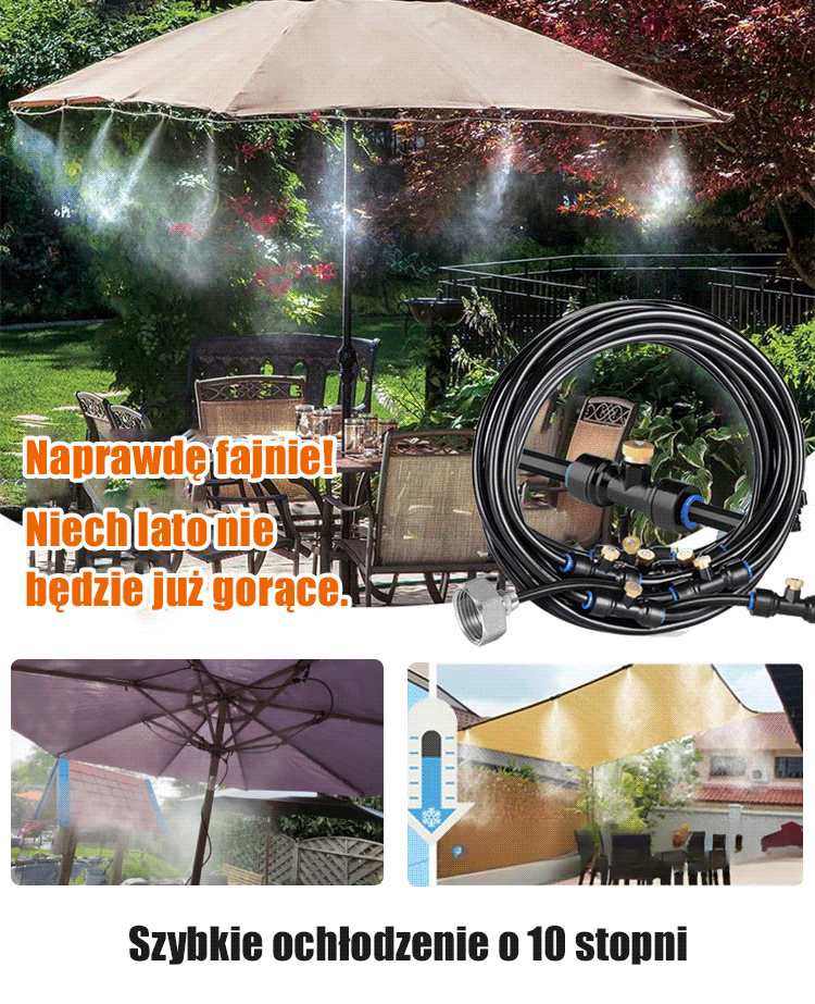 Zestaw niskociśnieniowych dysz chłodzących  do użytku na zewnątrz