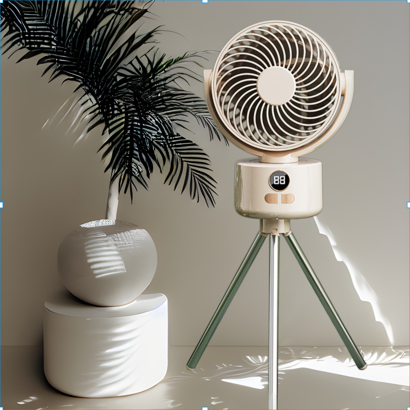 아웃도어 캠핑 전기 소형 선풍기 접이식 순환 삼각대 머리 흔들기 무음 소형 선풍기 테이블 선풍기