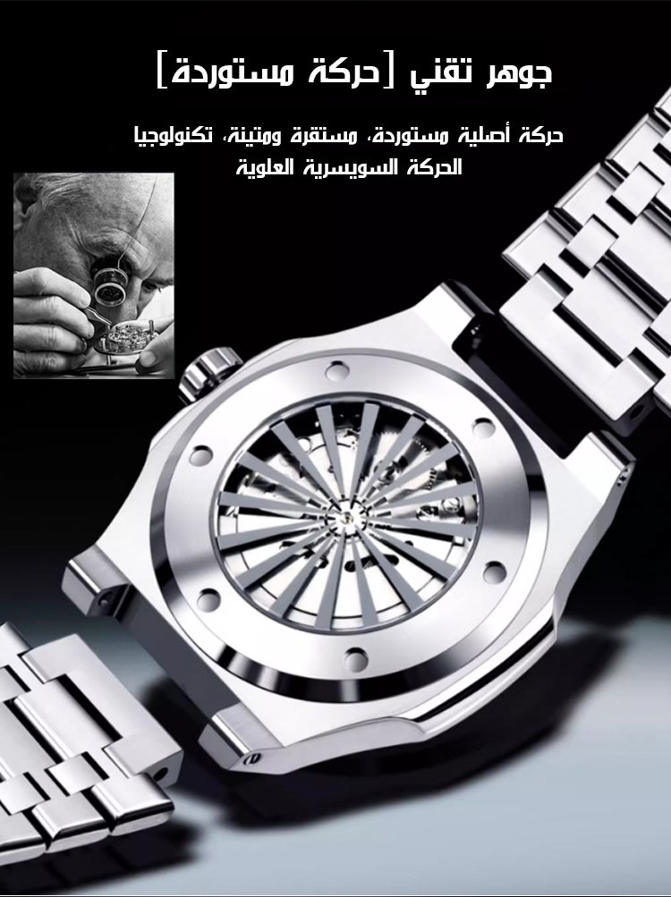 "ضمان لمدة ثلاث سنوات" ساعة يد رجالية فاخرة للأعمال بتصميم نقش بارز