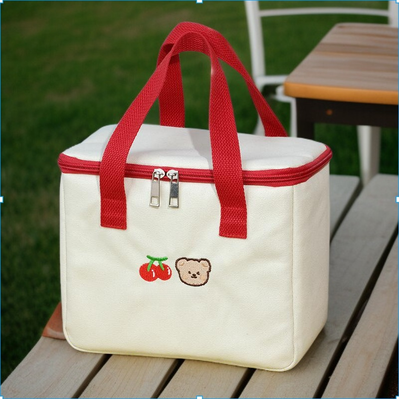 Cherry Bearの高価値ランチボックスバッグ、ポータブル、手持ち、オフィスワーカー、大容量収納、ランチバッグ、ピクニックバッグ