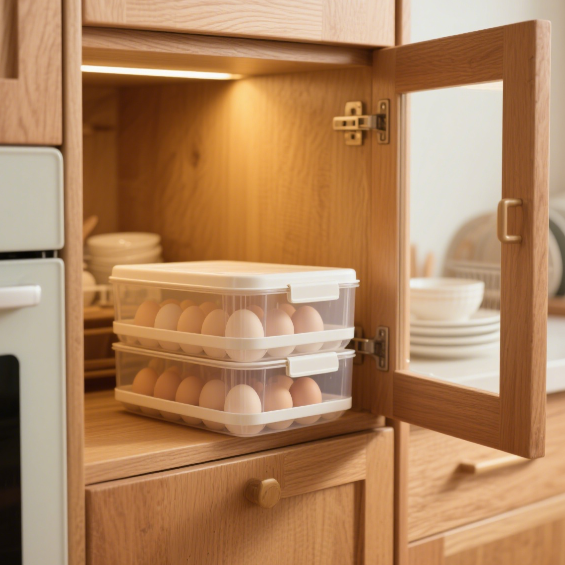 透明カバー付きの卵保存ボックス