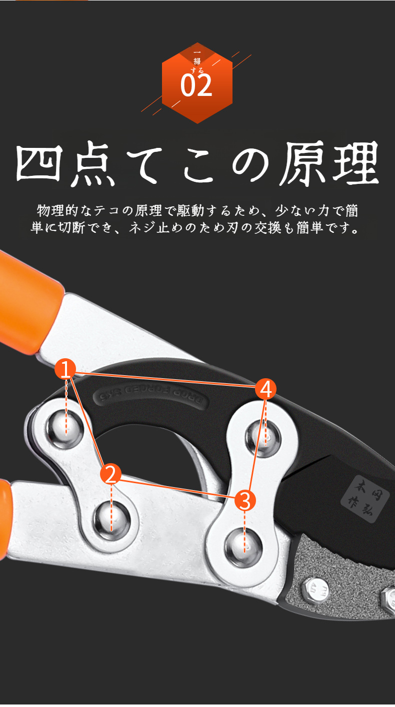 シャープな切れ味を持つ果樹用剪定ばさみ