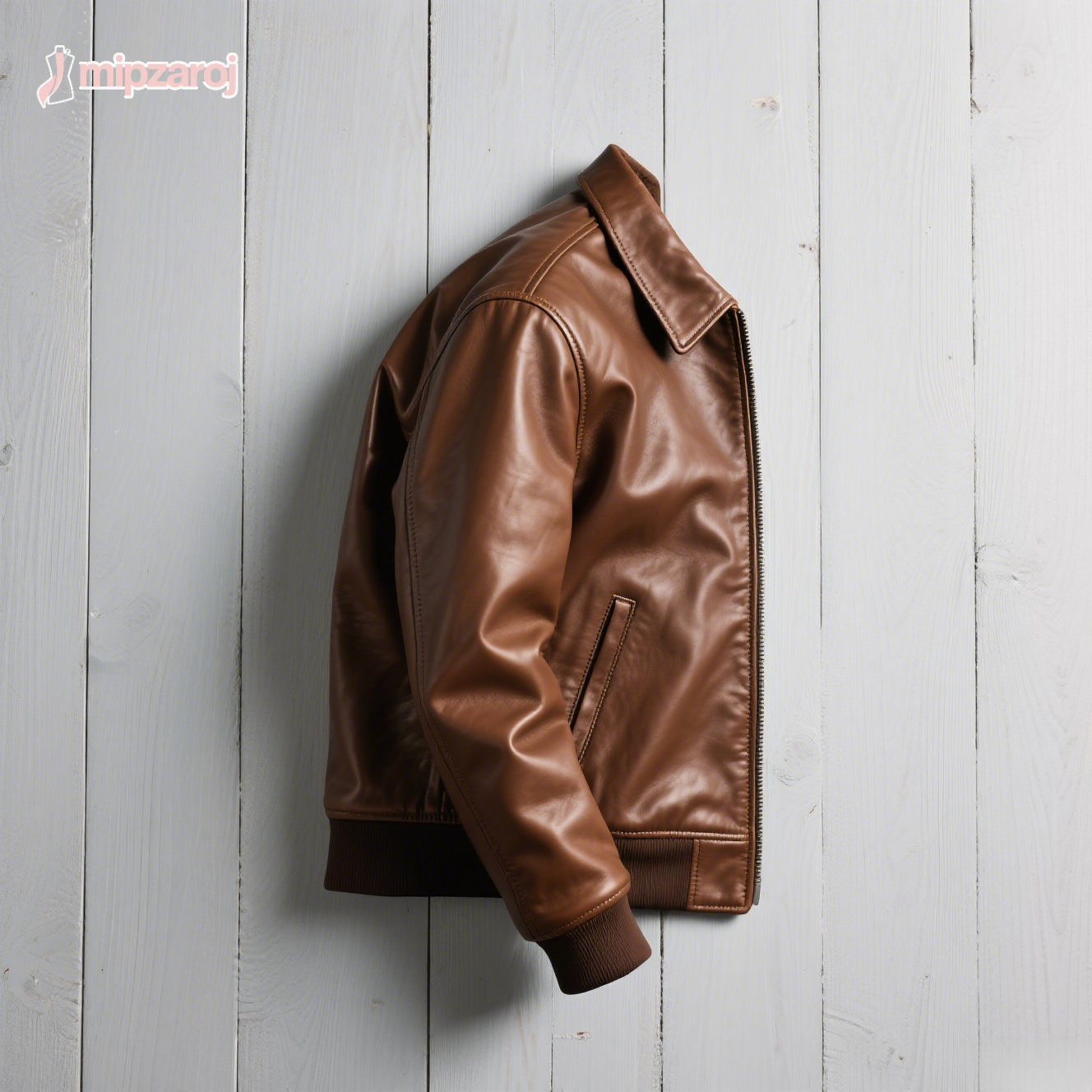 ブラウンの革ジャケット