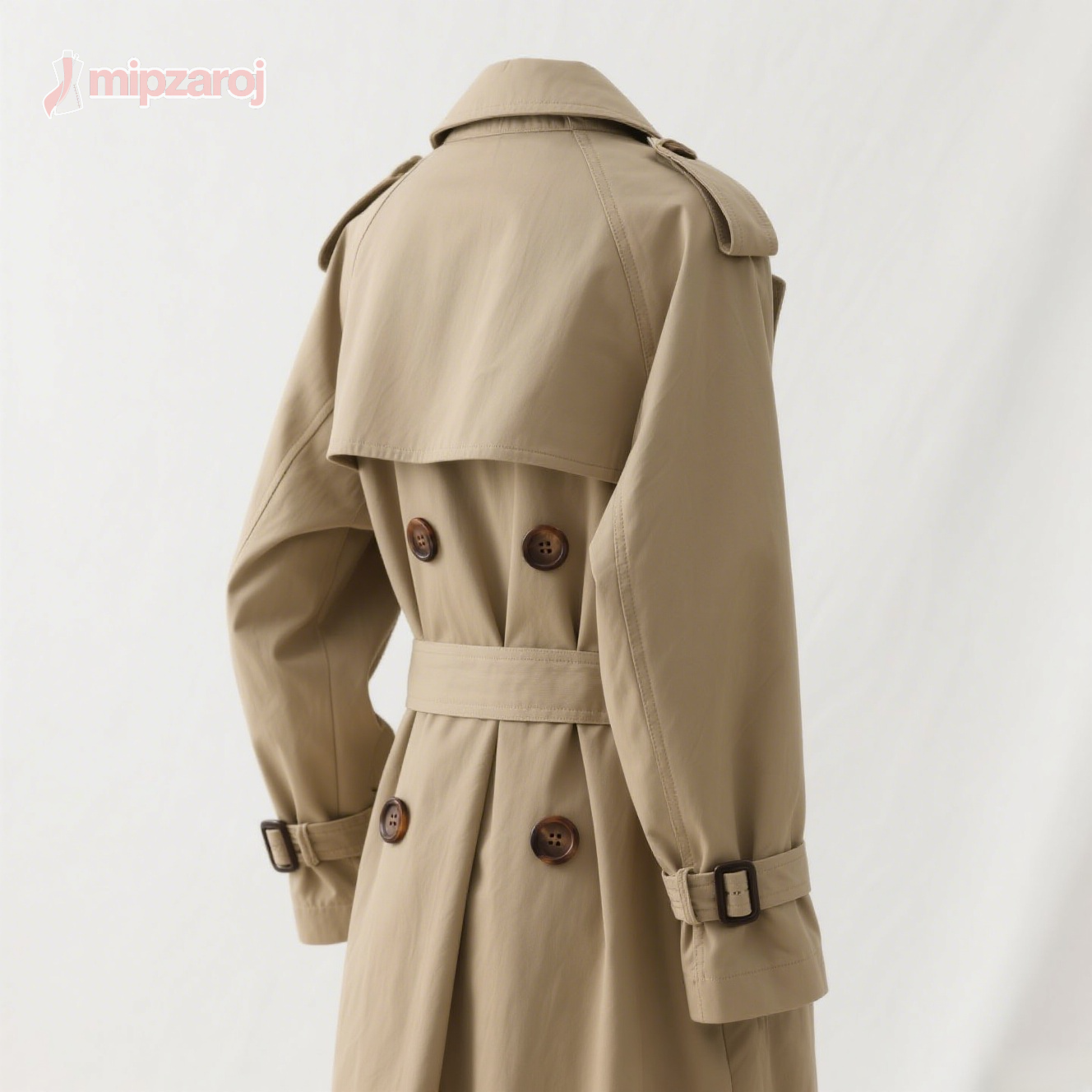 カーキ色のトレンチコート