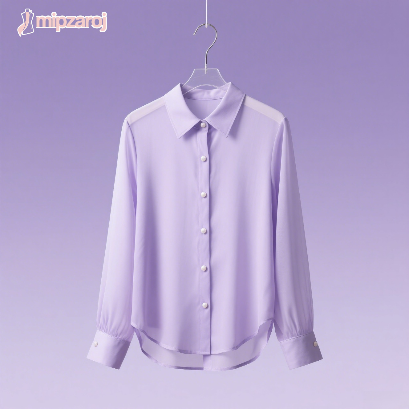 薄紫色のシフォンシャツ