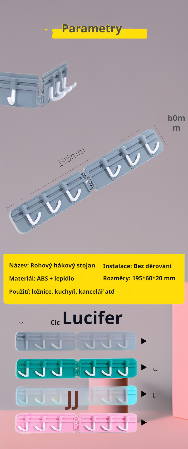 Detailní pohled na moderní rohový háček