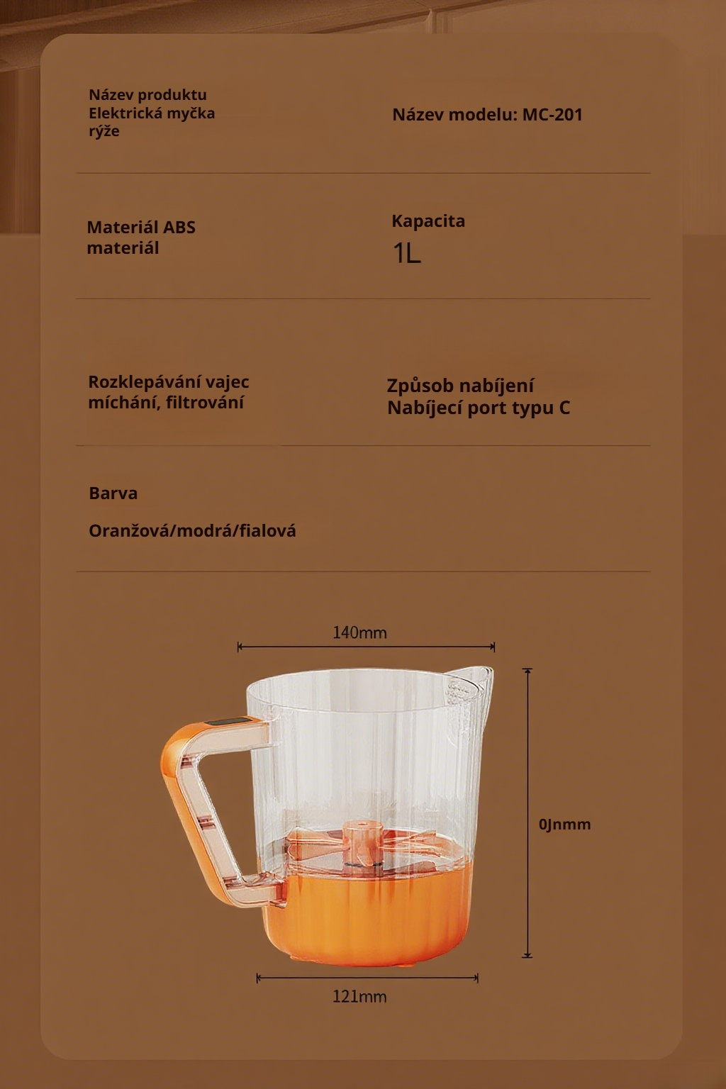 Automatický míchací pohár na vejce s výlevkou ve tvaru orlího zobáku