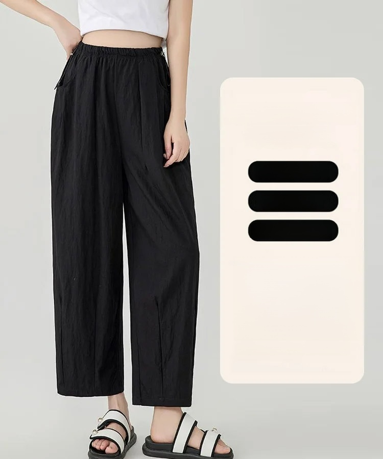 여성용 봄여름 하이웨이스트 루즈핏 배기팬츠