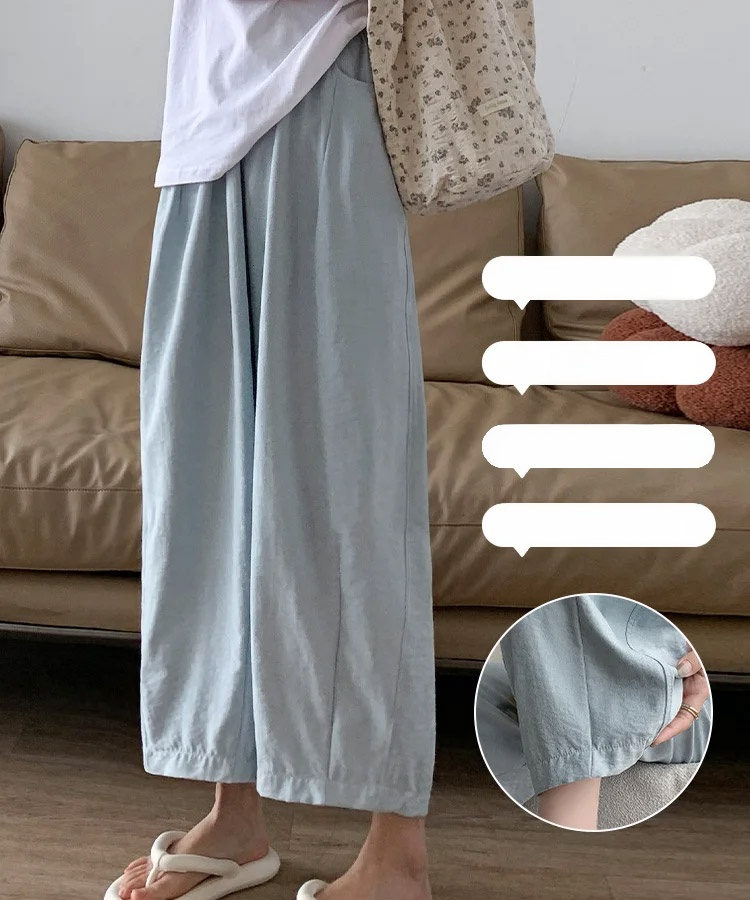 여성용 봄여름 하이웨이스트 루즈핏 배기팬츠