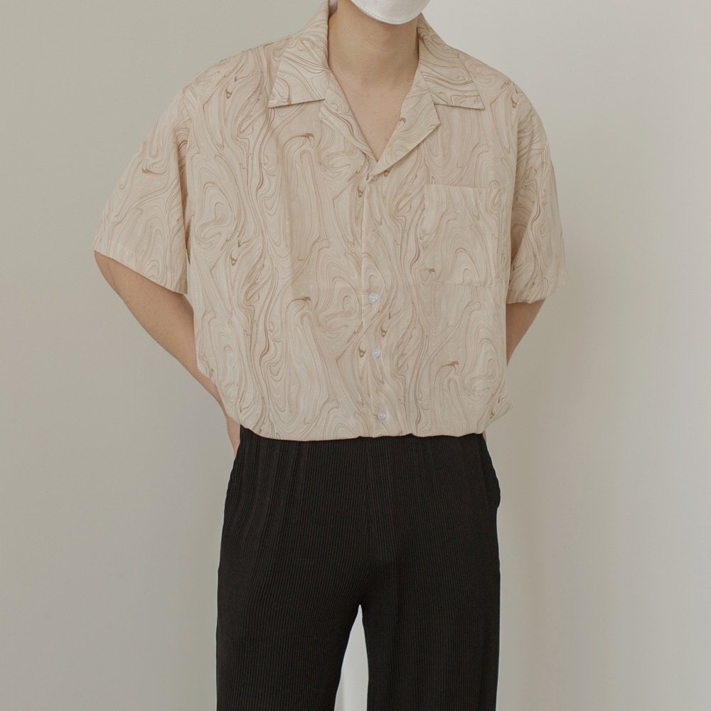 트렌디한 실키 남자 셔츠 여름 코디