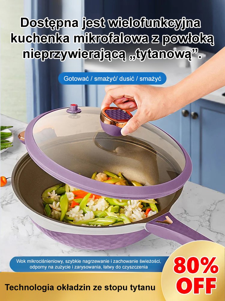 Dwukolorowy tytanowy nieprzywierający wok
