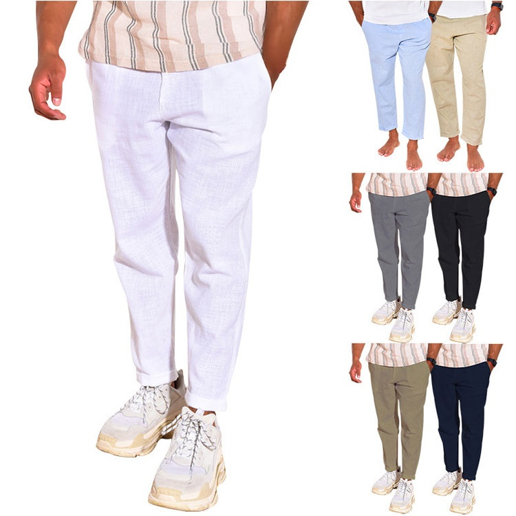 綿麻テーパードパンツ