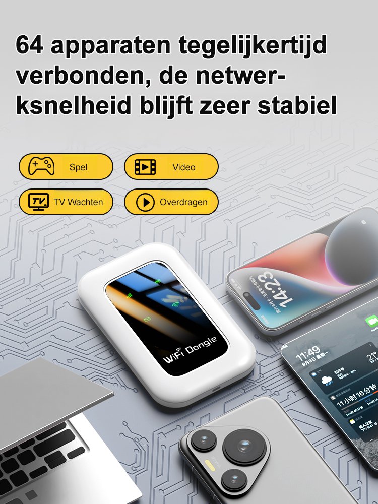 【Direct bruikbaar, levenslang gratis】Draagbare wifi met volledige netwerkompatibiliteit.