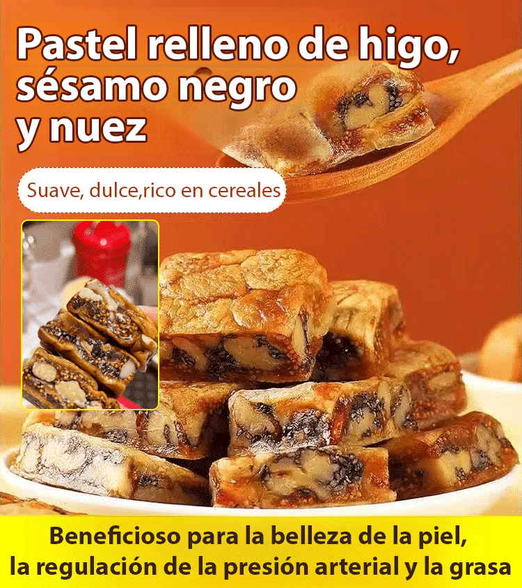 50% DESCUENTO! Pastelito de Higo, Sésamo Negro y Nuez – Bajo en Calorías (78 kcal) y Alto en Fibra