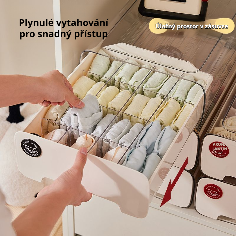 Úložný box na spodní prádlo ve stylu „cream“ do skříně nebo na kolej pro studenty