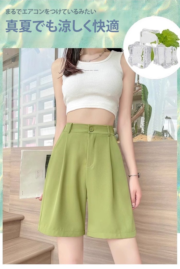 ウエストゴム仕様のレディース5分丈パンツ