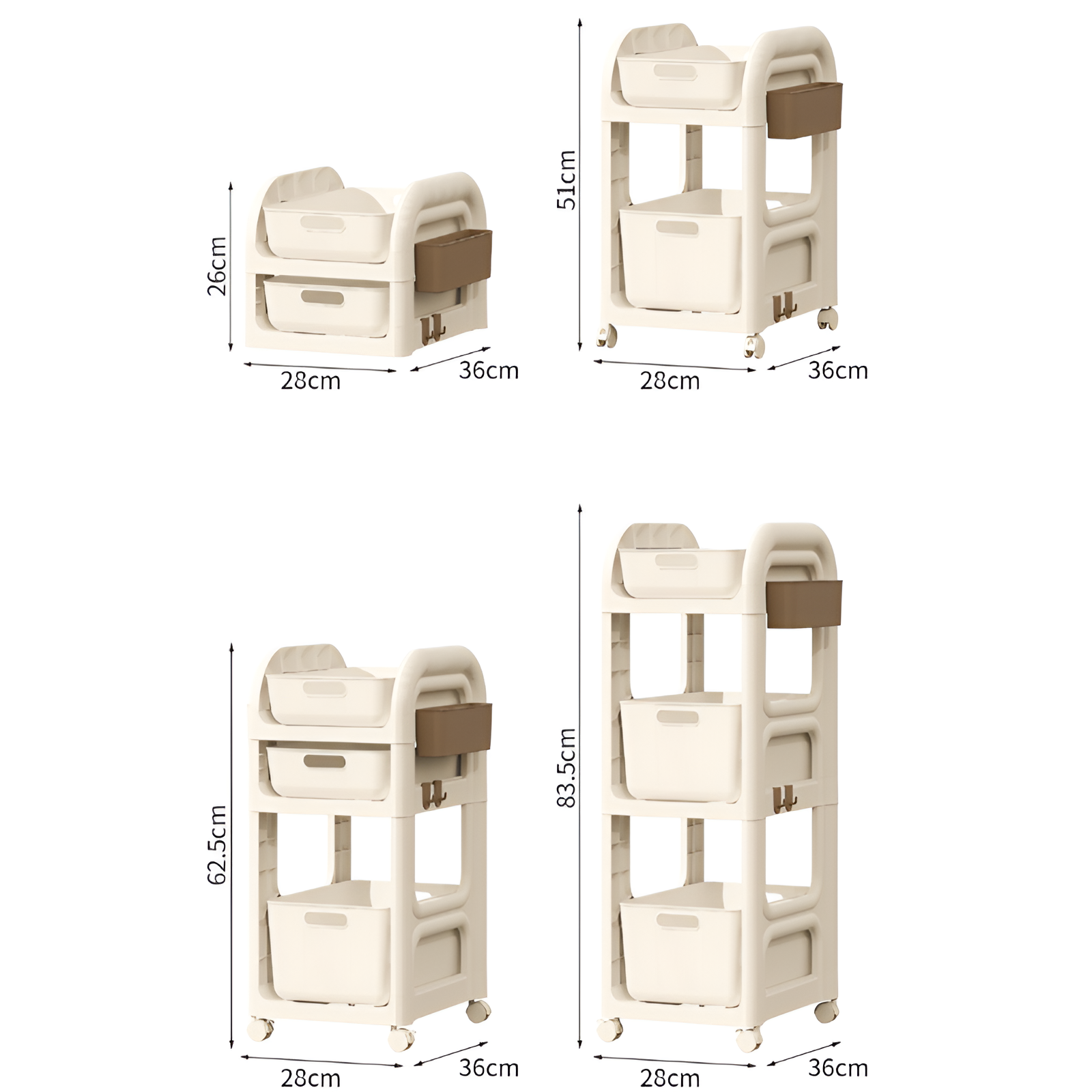 キャスター付きテーブル下可動式トロリーラック寮文具本収納ラックオフィス雑貨収納ラック