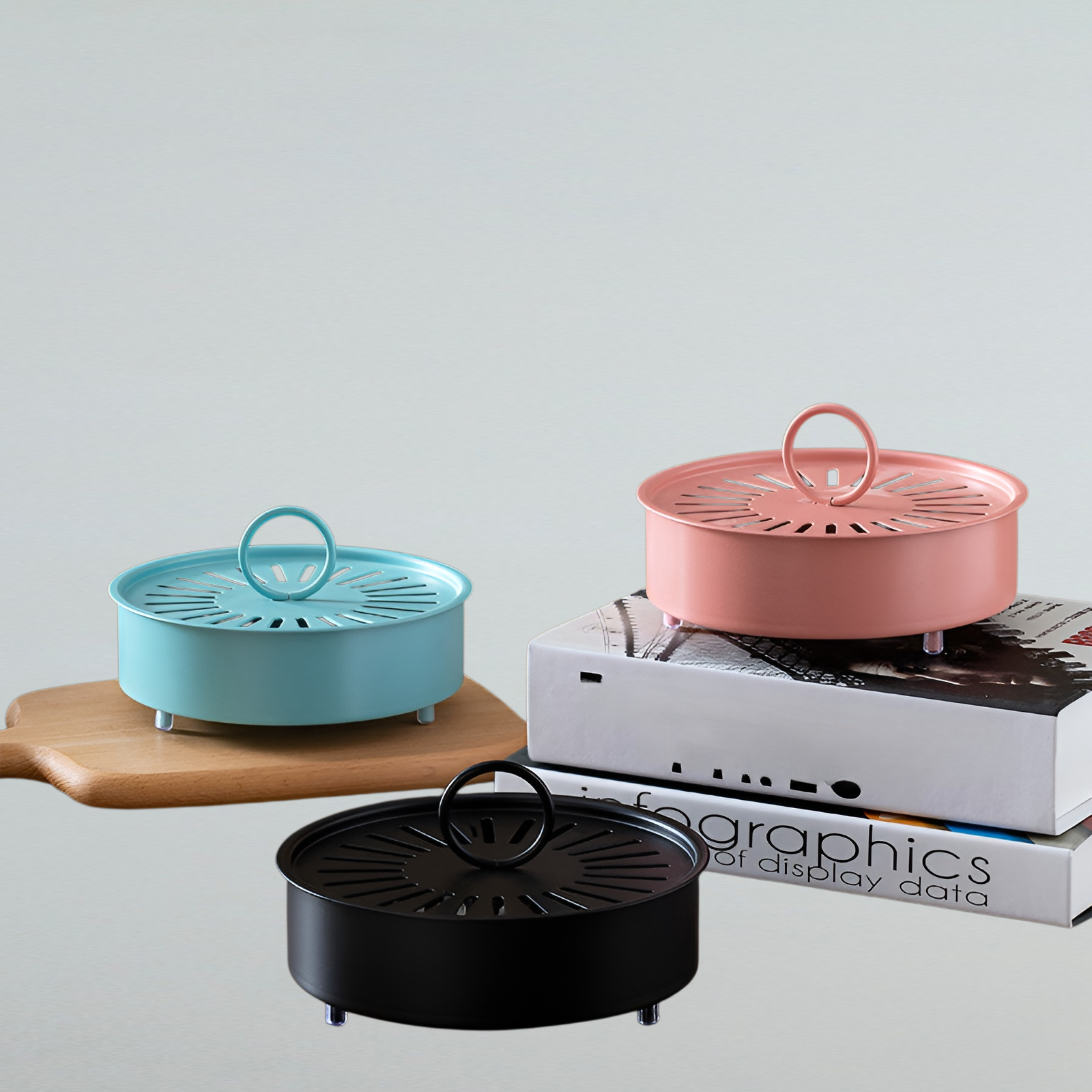 Creative iron mosquito coil cage with handle, toilet can hang mosquito coil rack with cover, firepro