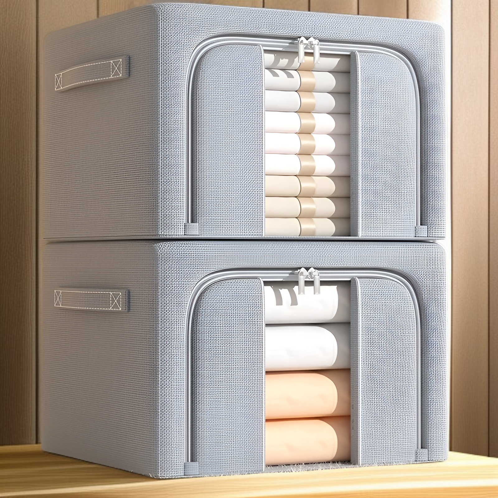 収納ボックス 家庭用ワードローブ 衣類収納ボックス オックスフォード布 衣類折りたたみ収納バッグ 大容量 キルト収納キャビネット