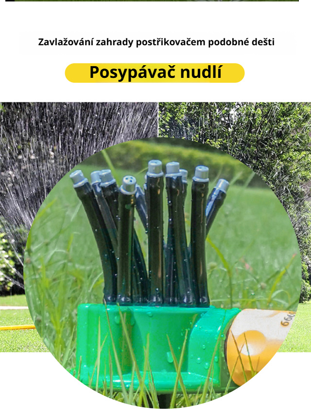 Detail hlavice zahradního postřikovače s nastavitelným úhlem