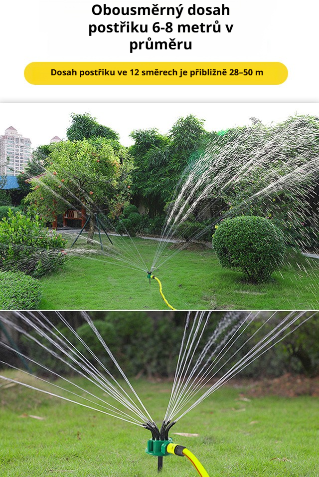 Zavlažování trávníku pomocí 360° postřikovací hlavice
