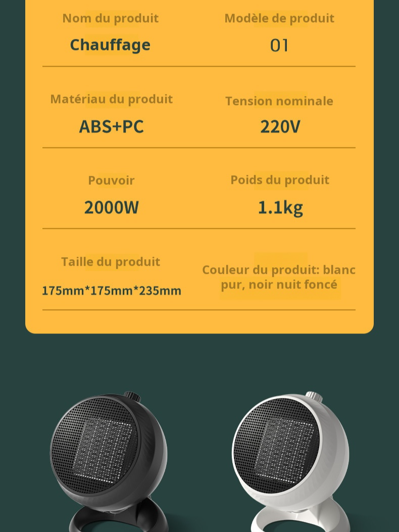 Nouveau chauffage vertical domestique bureau petit chauffage ventilateur électrique modèle économise