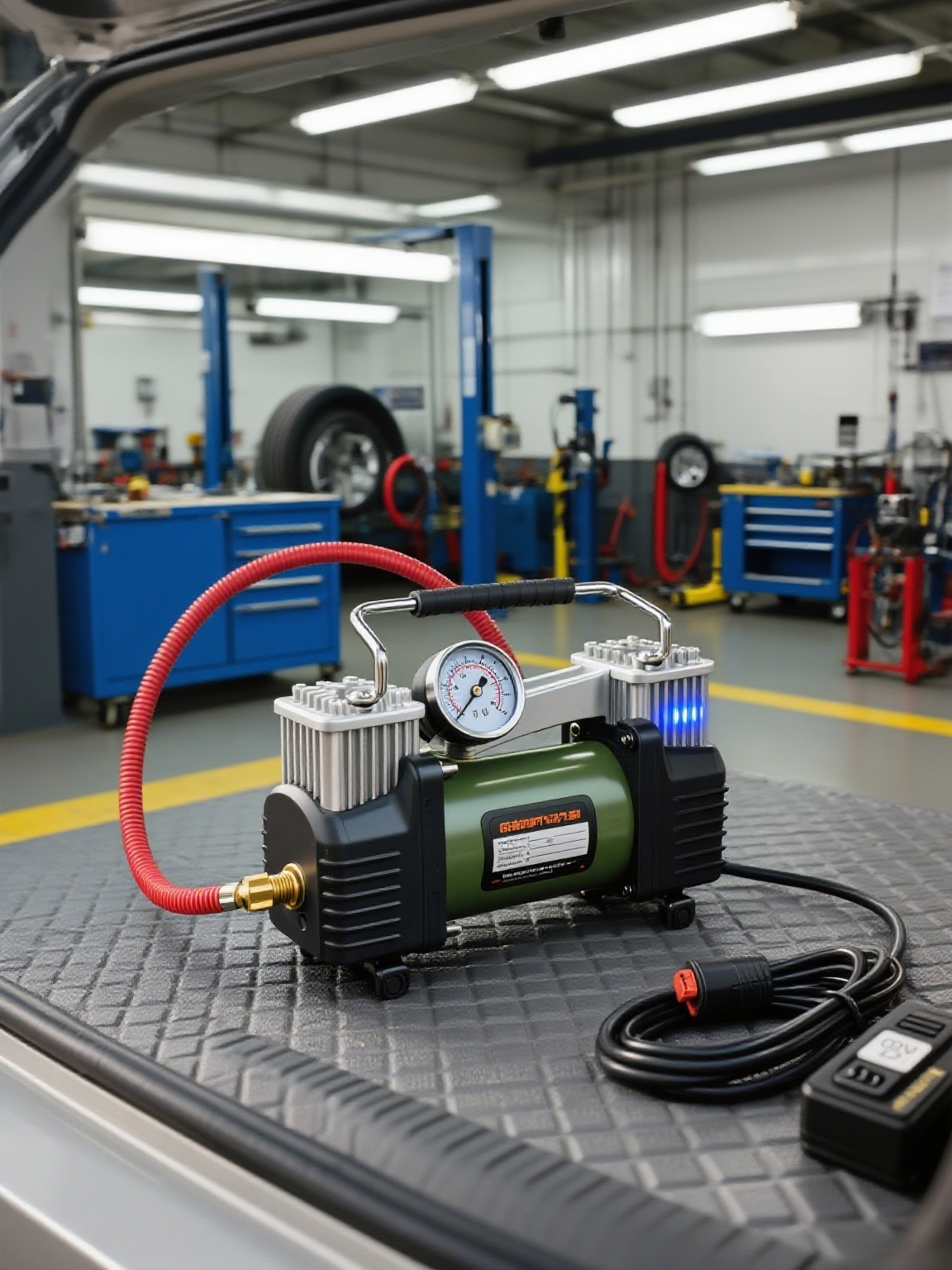 Přenosné vzduchové čerpadlo s dvojitým účelem montované do vozidla