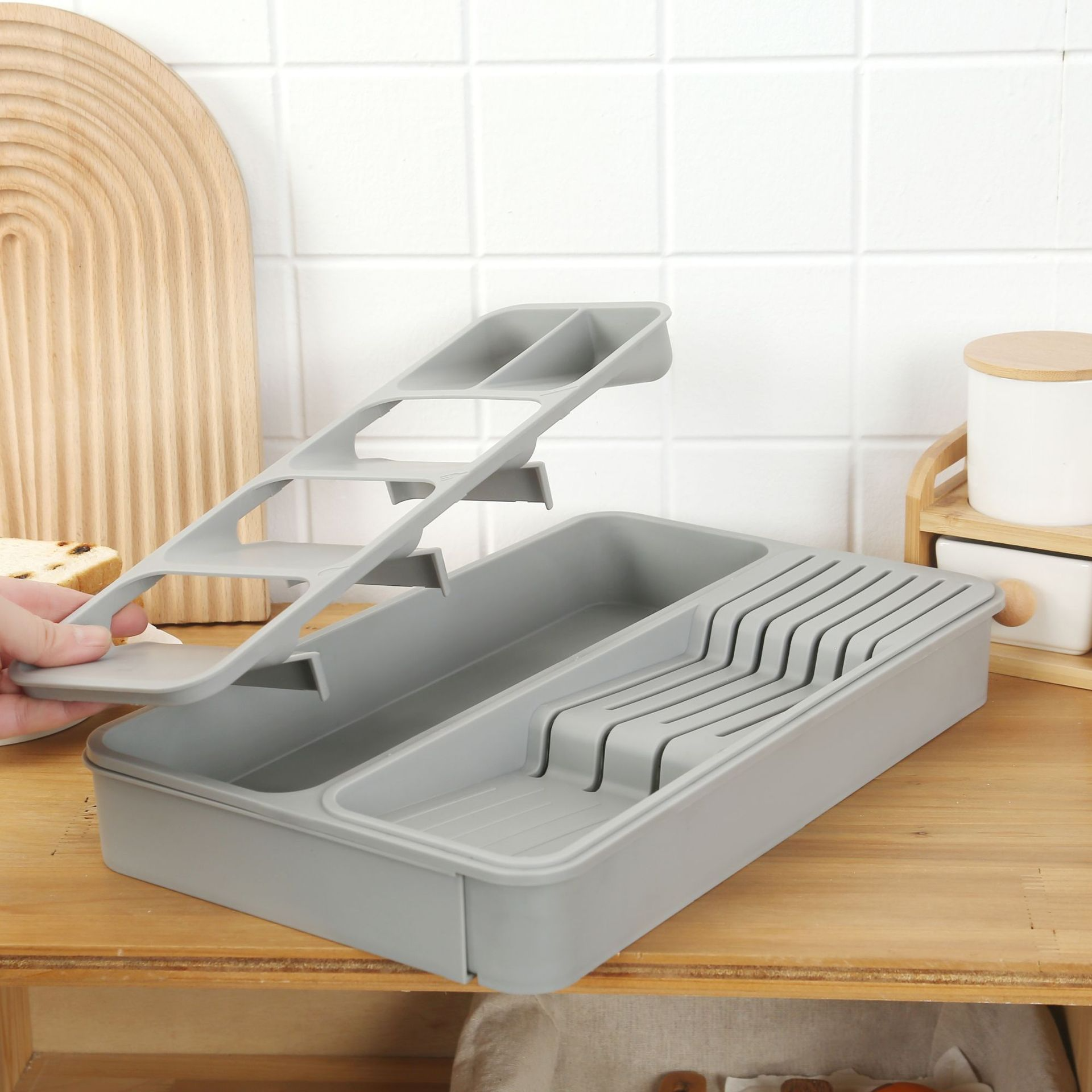 引き出し式包丁ホルダー プラスチック製ナイフホルダー 包丁ホルダー 仕切り 引き出し収納 ナイフホルダー 収納ラック