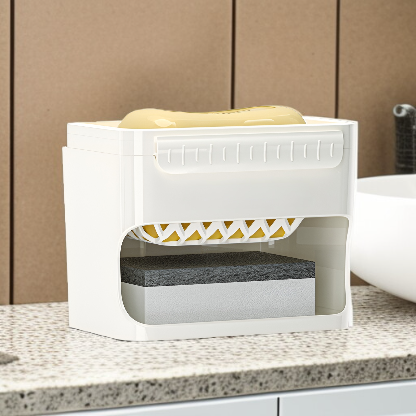 거품과 수납이 결합된 일체형 비누함 제품 이미지