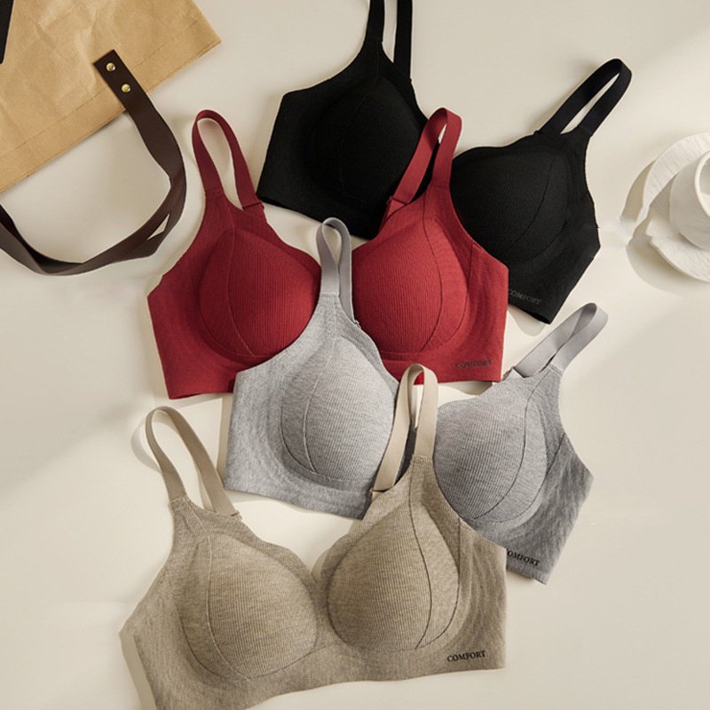 Hebeleichte, warme Unterwäsche für Damen, einteiliger, fester Cup, nahtlos gerafft, kein Stahlring, 