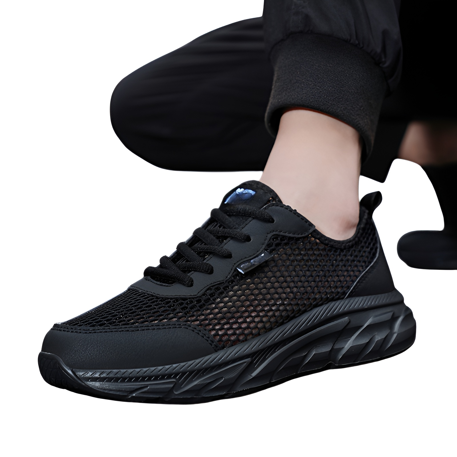 メンズシューズ、透かし彫りメッシュスポーツシューズ、通気性のあるカジュアルシューズ、夏用軽量スポーツシューズ、ファッショナブルなランニングシューズ