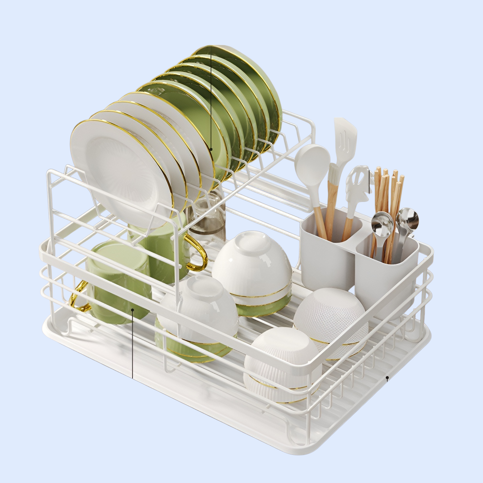 Countertop Dish Rack Organizer with Drainage Function