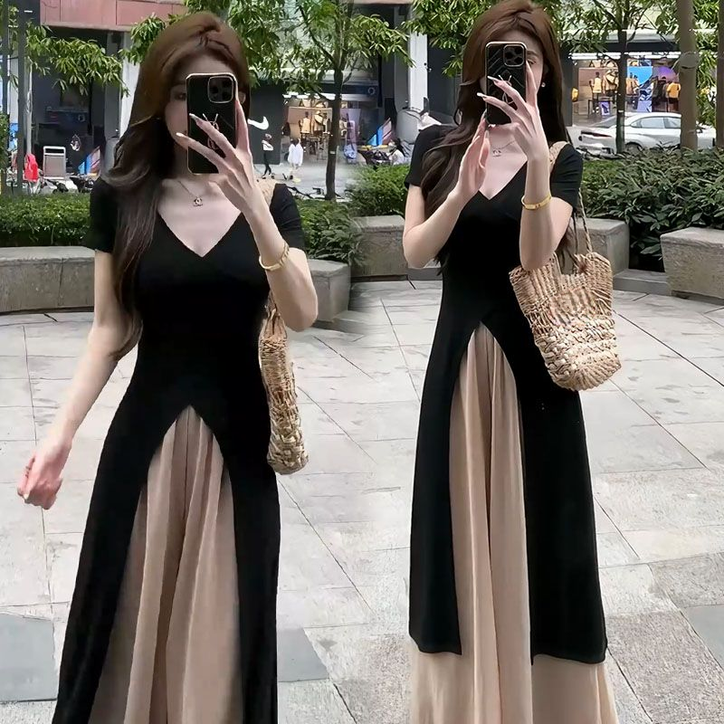 니트 상의+와이드 팬츠 상하 세트