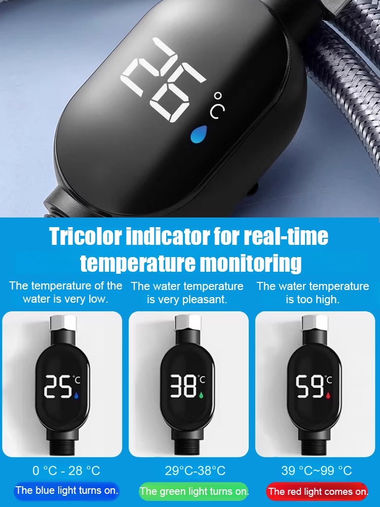 Smart Waterproof Shower Head Temperature Display