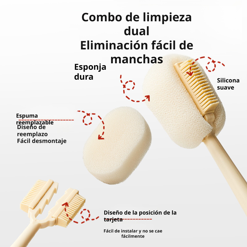 Cepillo de esponja de mango largo 5 en 1 para limpiar botellas