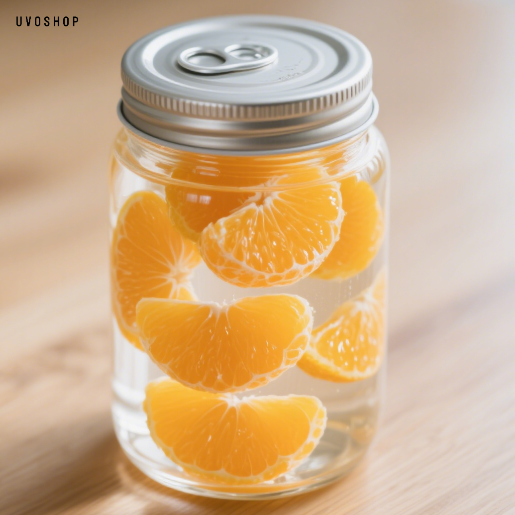 Detalle de mandarinas enlatadas ricas en nutrientes