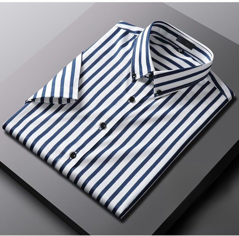 ノーアイロン半袖シャツのディテールクローズアップ