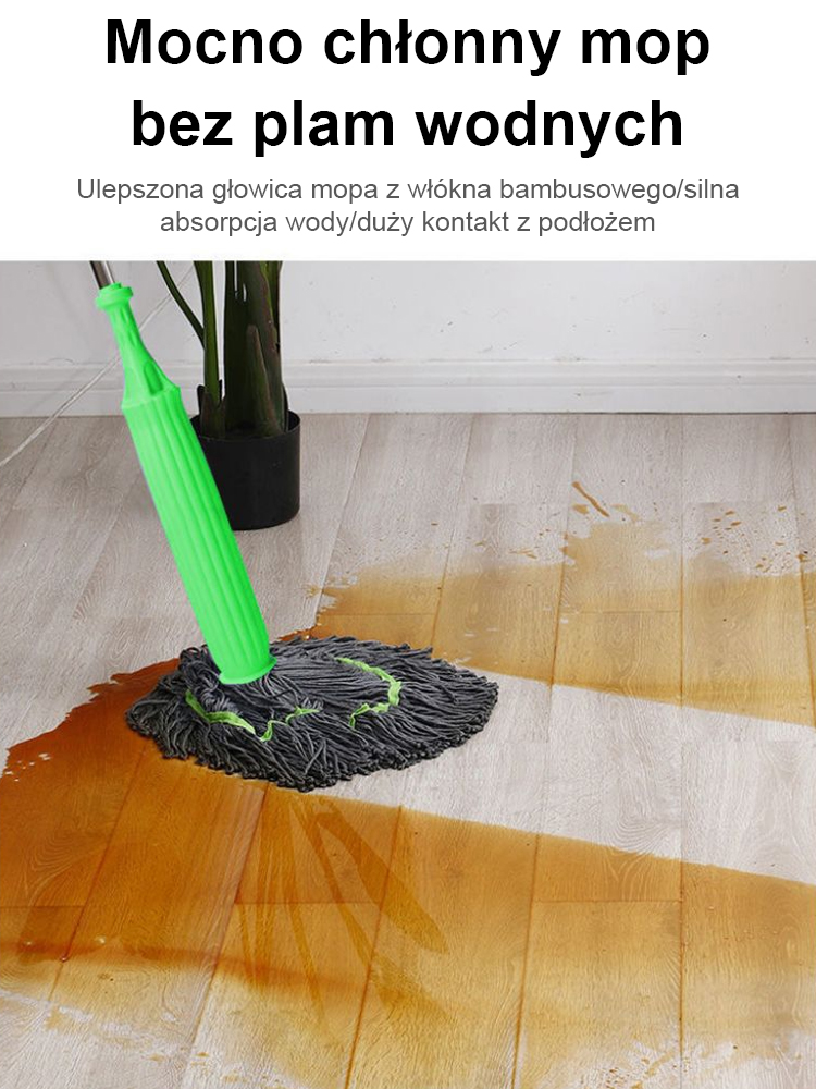 【Wolne ręce】Mop z włókna bambusowego bez potrzeby mycia, usuwający olej i brud, z funkcją samodzieln