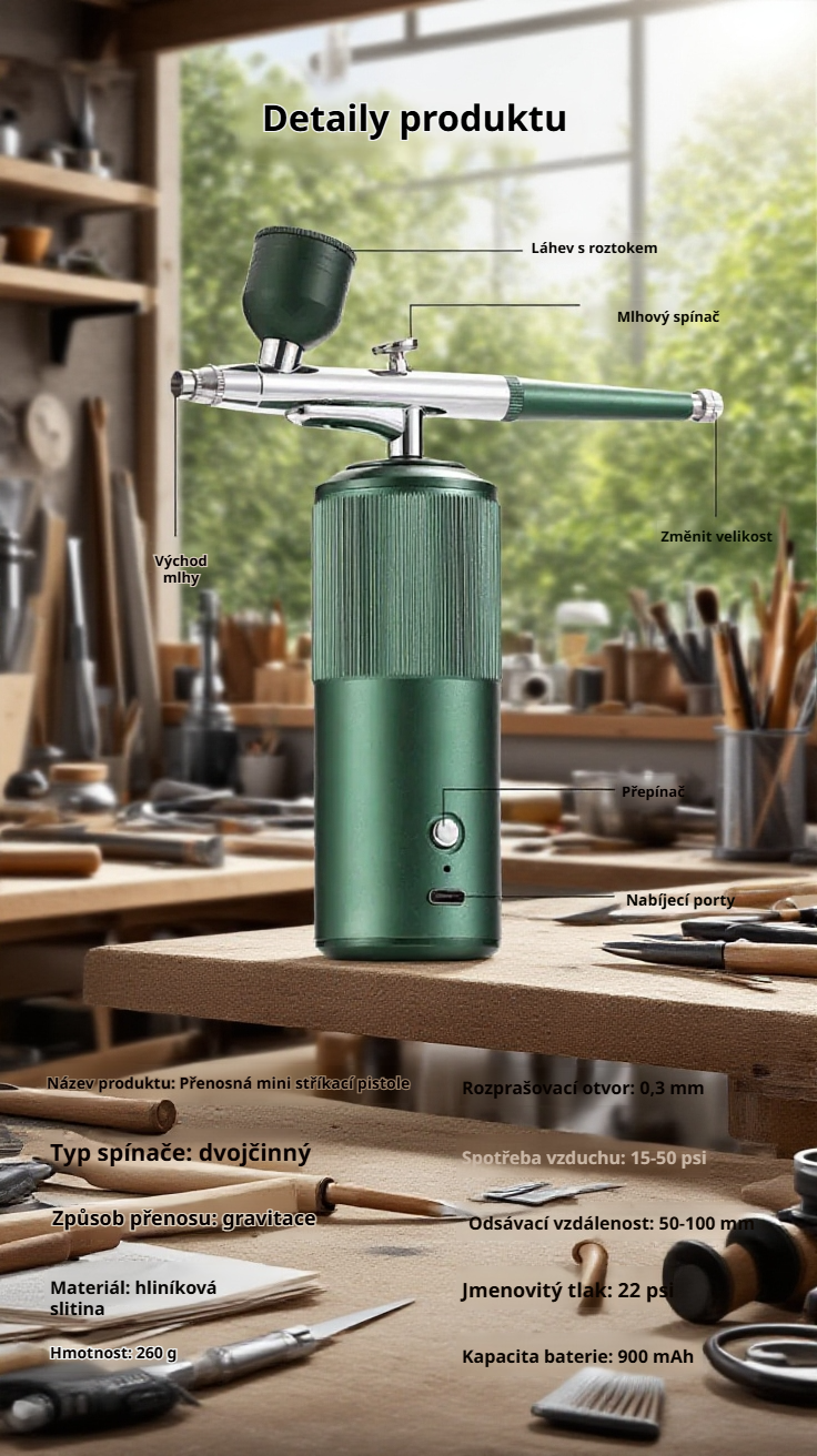 Přenosná ruční stříkací pistole na nehty – kompletní sada