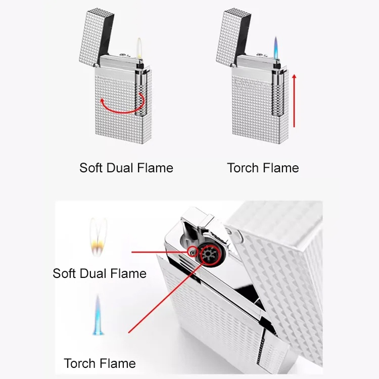 Diamond pattern Dupeng double flame cigar high-end lighter
