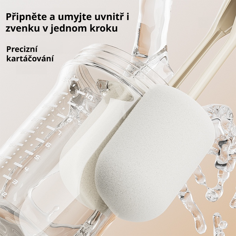 Sada na čištění pohárů se speciální houbou a dvojitou hlavicí kartáče