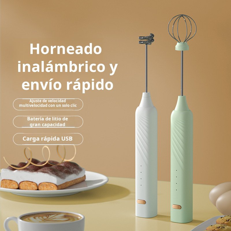 Espumador de leche, batidor de huevos, espumador de leche inalámbrico, espumador de leche para café,