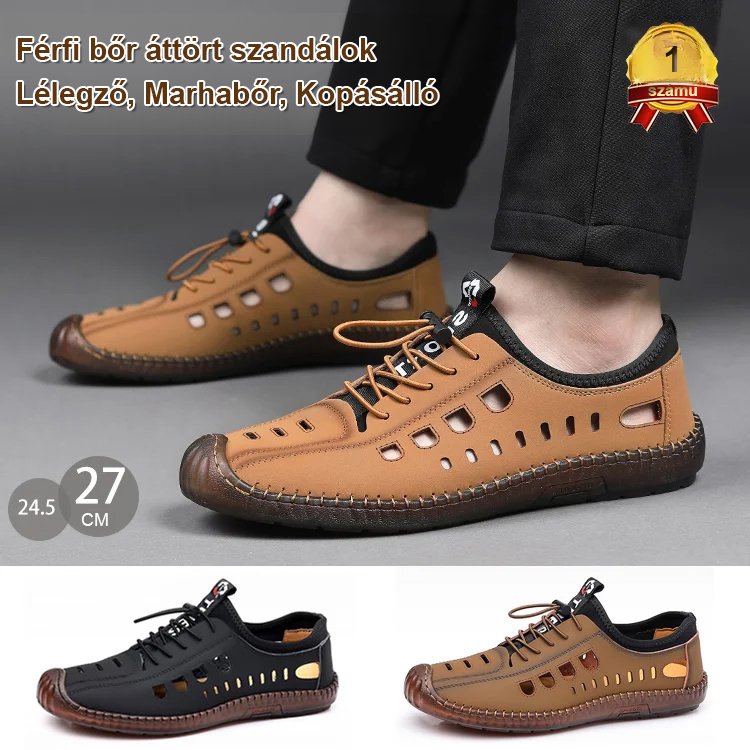 【手工打造】夏季凉鞋男牛筋底透气开车鞋