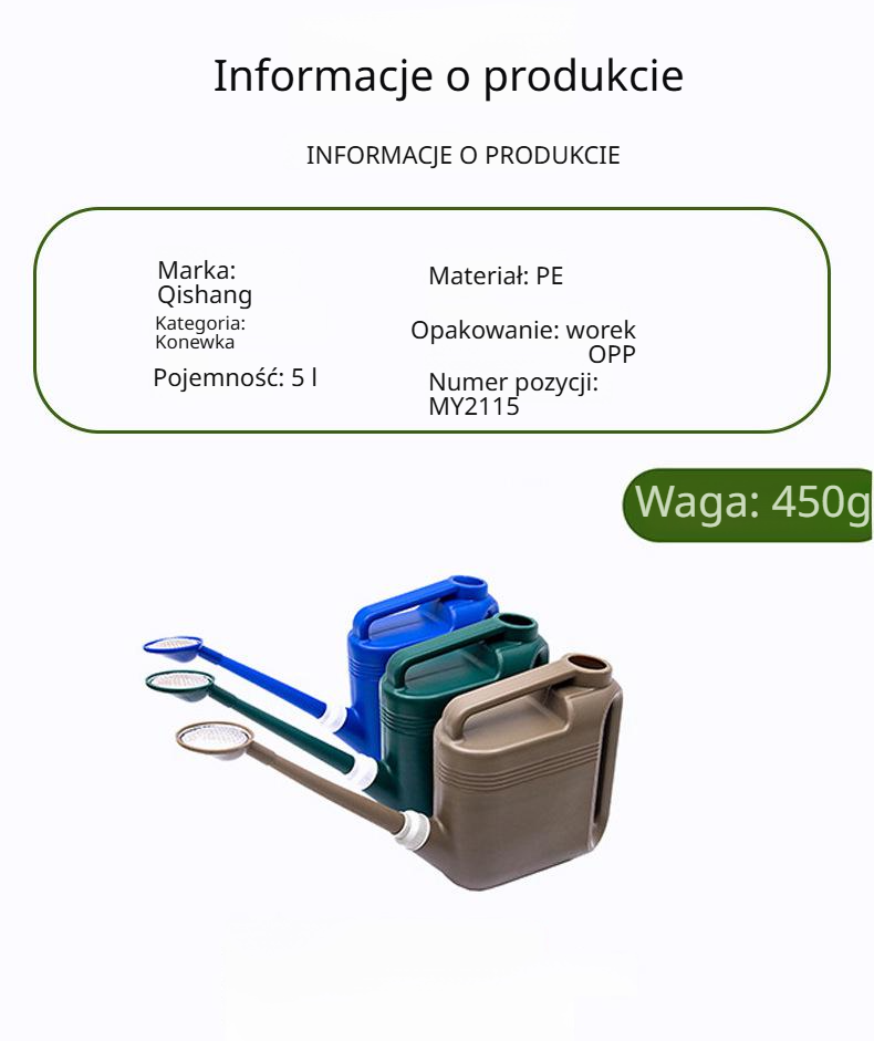 Długa konewka ogrodowa do łatwego podlewania krzewów