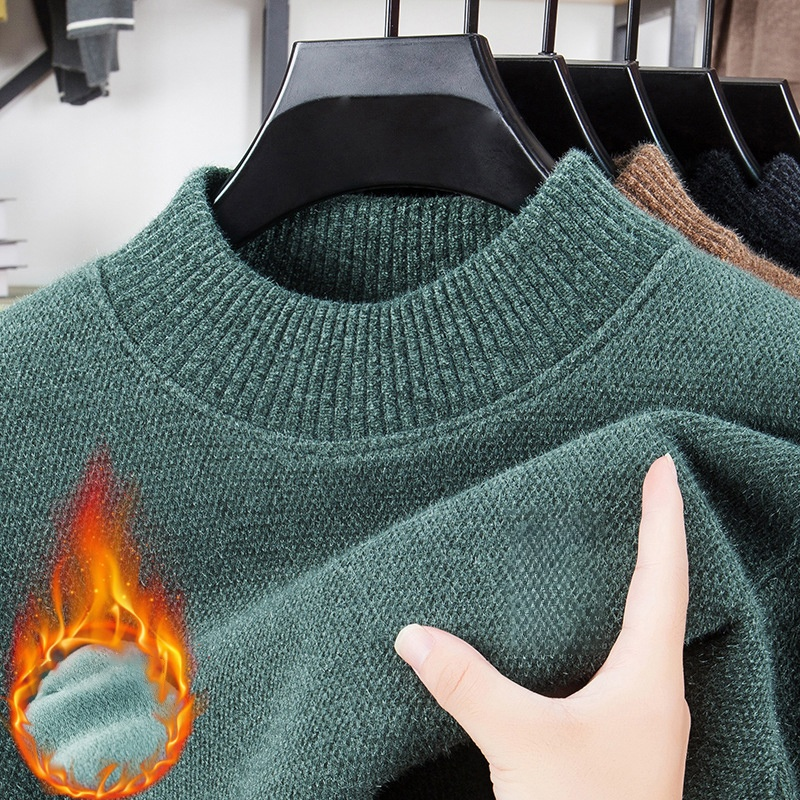 남성 도톰 기모 자수 니트