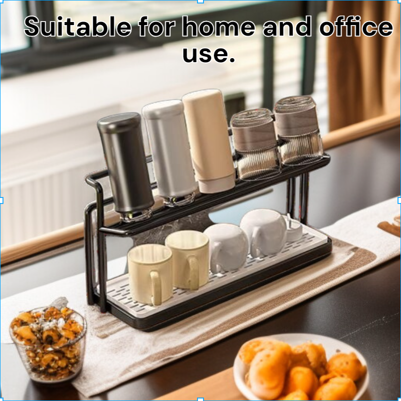 Cup rack storage rack kitchen table countertop water cup double layer drain tray rack