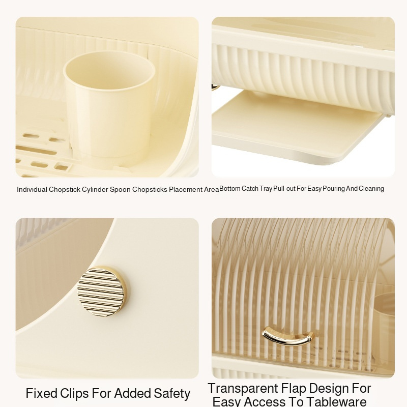 Kuchyňský box na nádobí s víkem a odkapávačem