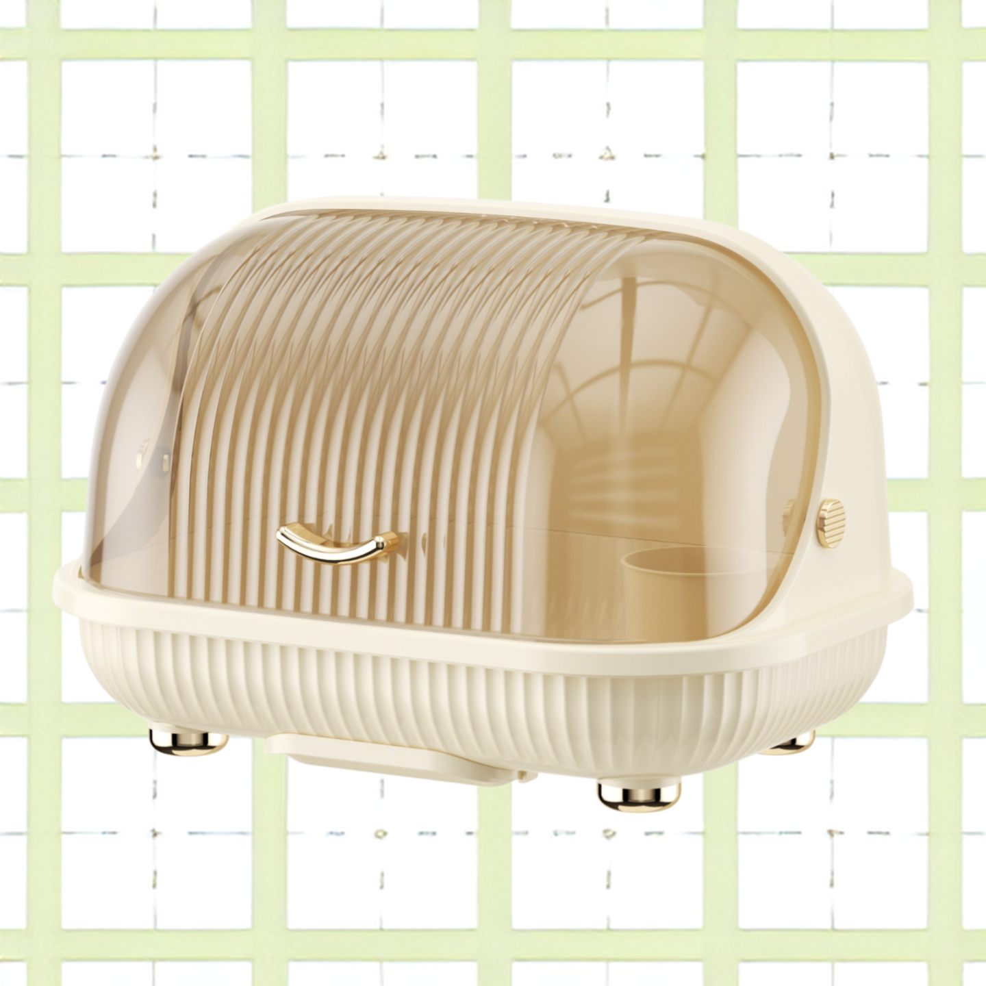 Kuchyňský box na nádobí s víkem a odkapávačem